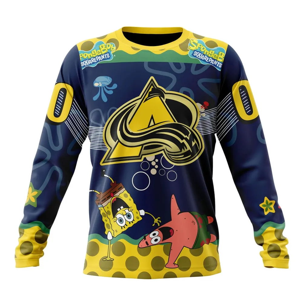 NHL Colorado Avalanche | Specialized Jersey With Spongebob Long Sleeved Sweatshirt 