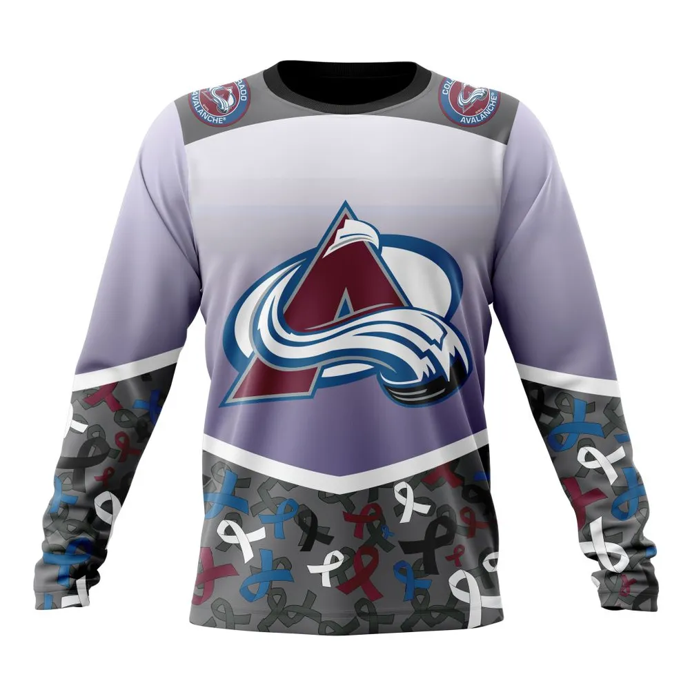 NHL Colorado Avalanche | Specialized Sport Fights Again All Cancer V0122 Long Sleeved Sweatshirt 