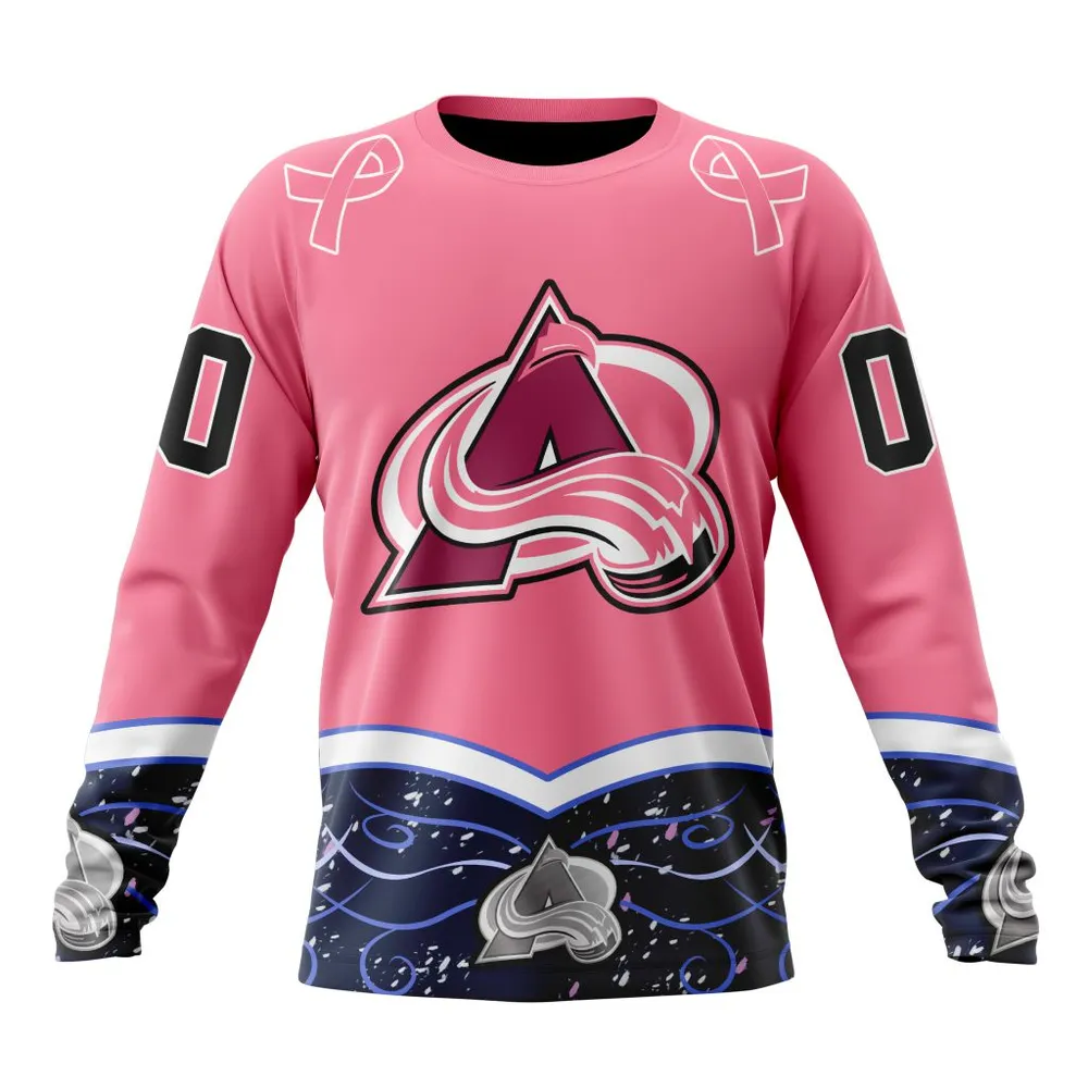 NHL Colorado Avalanche | Specialized Unisex For Hockey Fights Cancer Long Sleeved Sweatshirt 