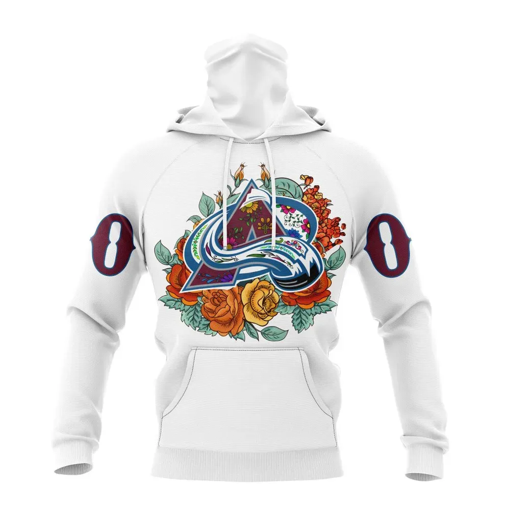 NHL Colorado Avalanche | Specialized Unisex Kits Dia De Muertos Mask Hoodie