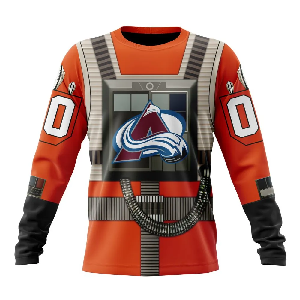 NHL Colorado Avalanche Star Wars Rebel Pilot Design St2201 Long Sleeved Sweatshirt 