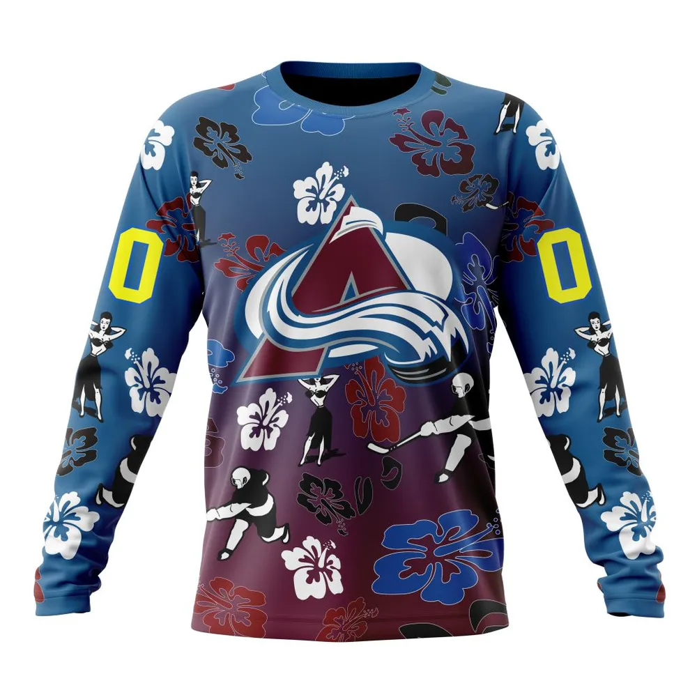 NHL Colorado Avalanche X Hawaii Specialized Design For Hawaiia V0122 Long Sleeved Sweatshirt 