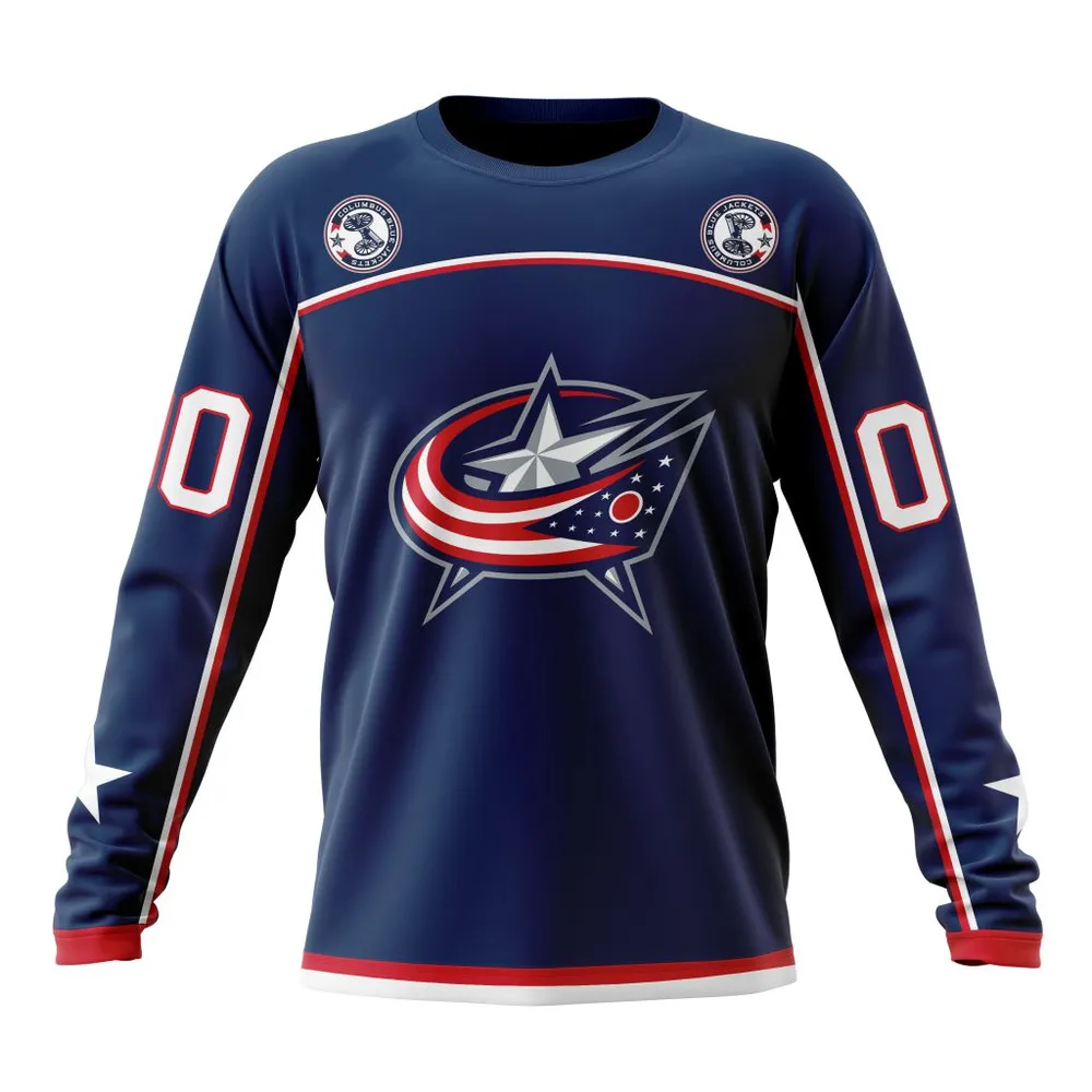 NHL Columbus Blue Jackets Home Kits Long Sleeved Sweatshirt 