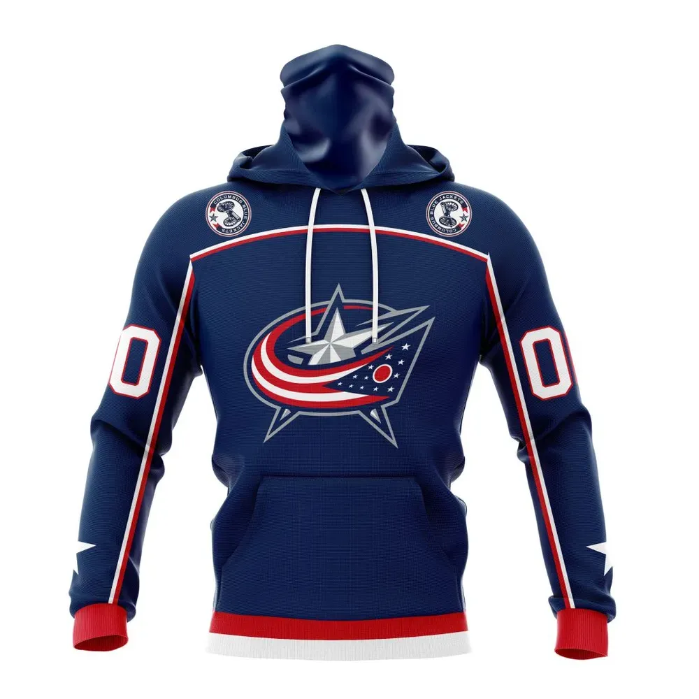 NHL Columbus Blue Jackets Home Kits Mask Hoodie