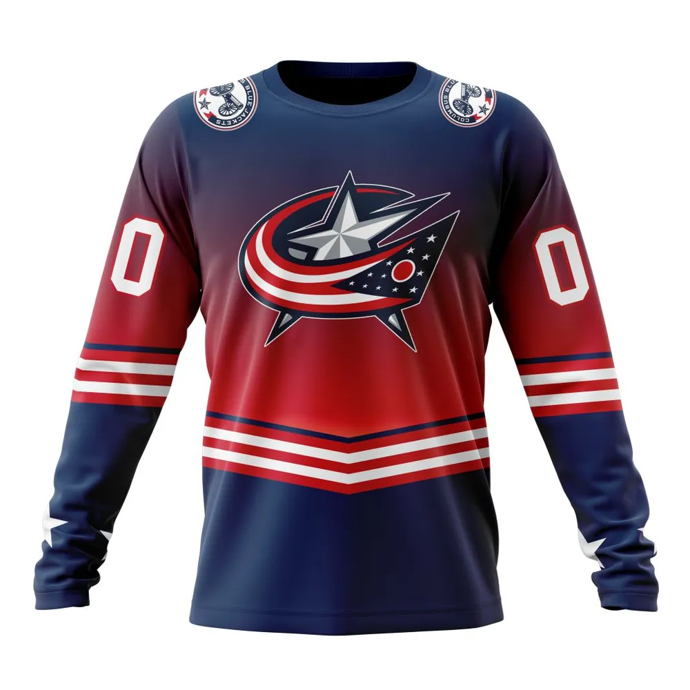 NHL Columbus Blue Jackets Personalize Gradient Series Concept St2301 Long Sleeved Sweatshirt 