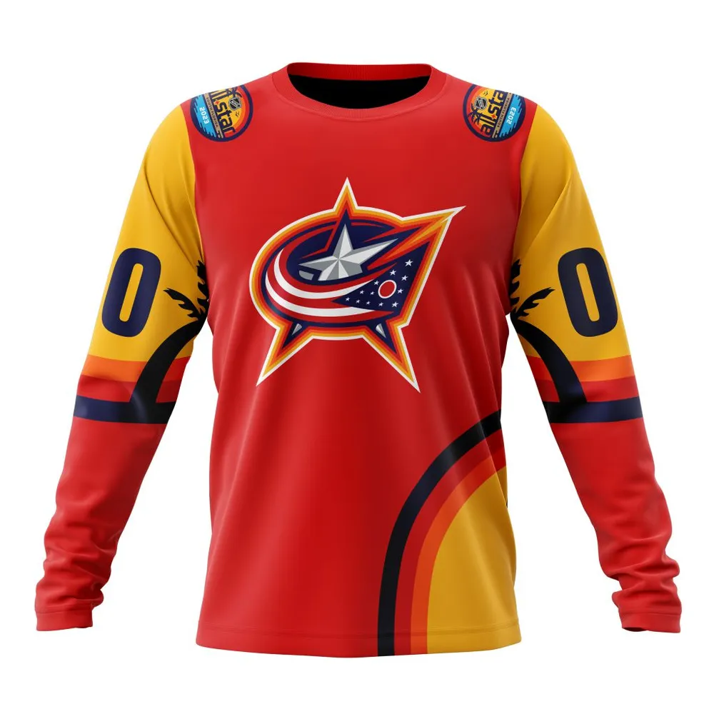 NHL Columbus Blue Jackets Special All-Star Game Design With Florida Sunset Long Sleeved Sweatshirt 