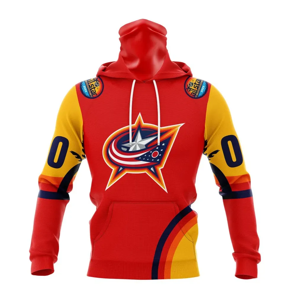 NHL Columbus Blue Jackets Special All-Star Game Design With Florida Sunset Mask Hoodie