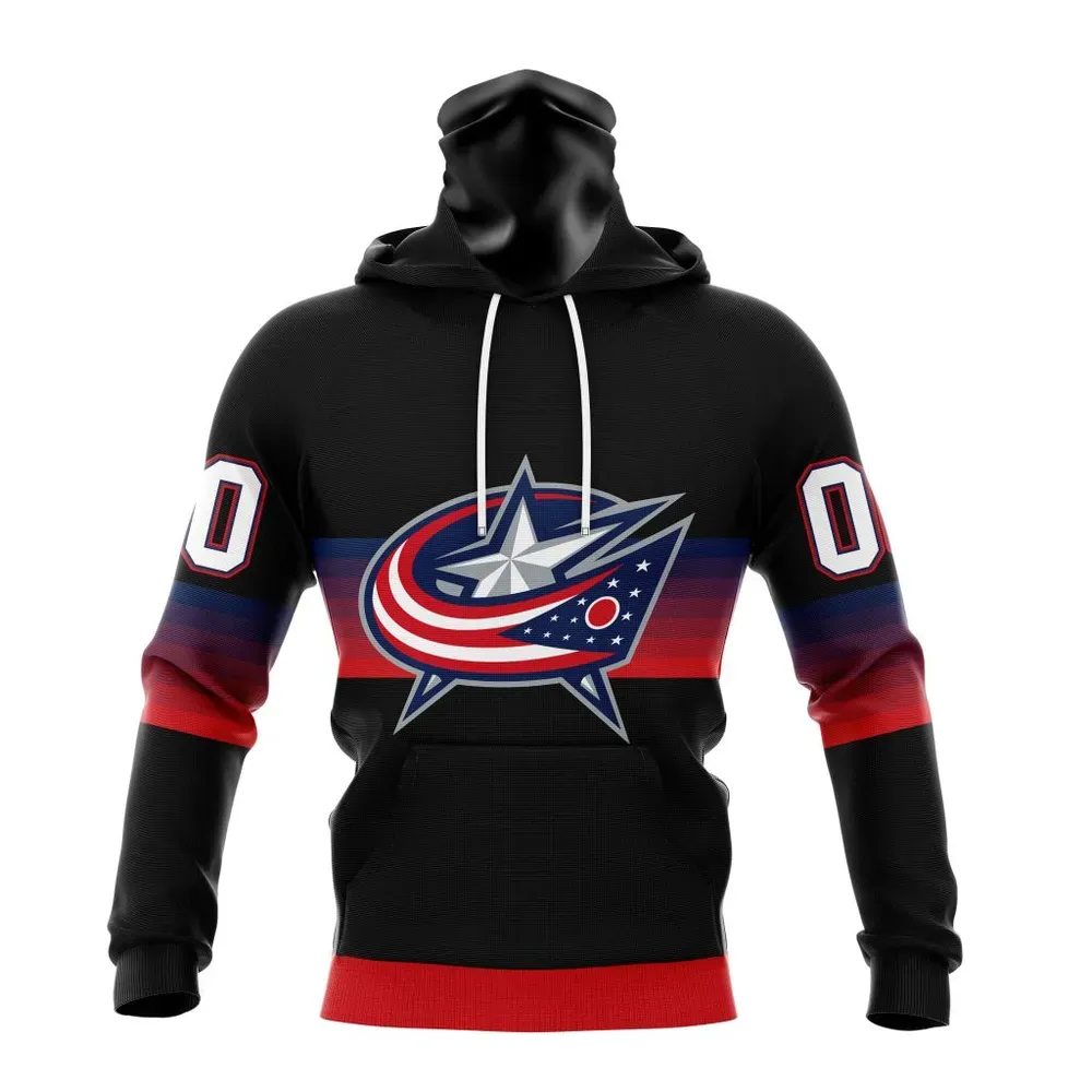 NHL Columbus Blue Jackets Special Black And Gradient Design St2301 Mask Hoodie