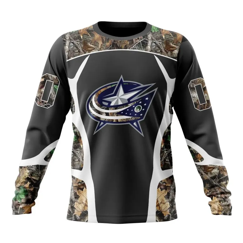 NHL Columbus Blue Jackets Special Camo Hunting Design V2302 Long Sleeved Sweatshirt 