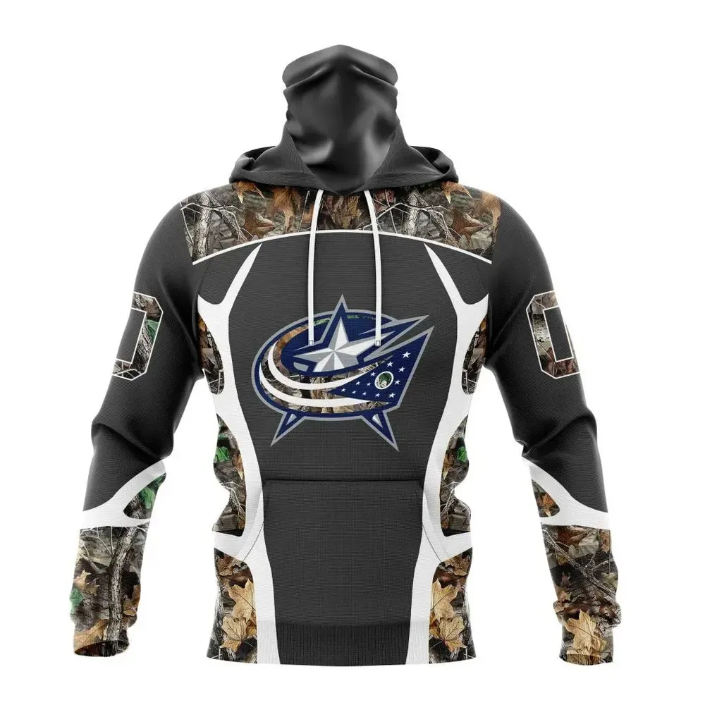 NHL Columbus Blue Jackets Special Camo Hunting Design V2302 Mask Hoodie