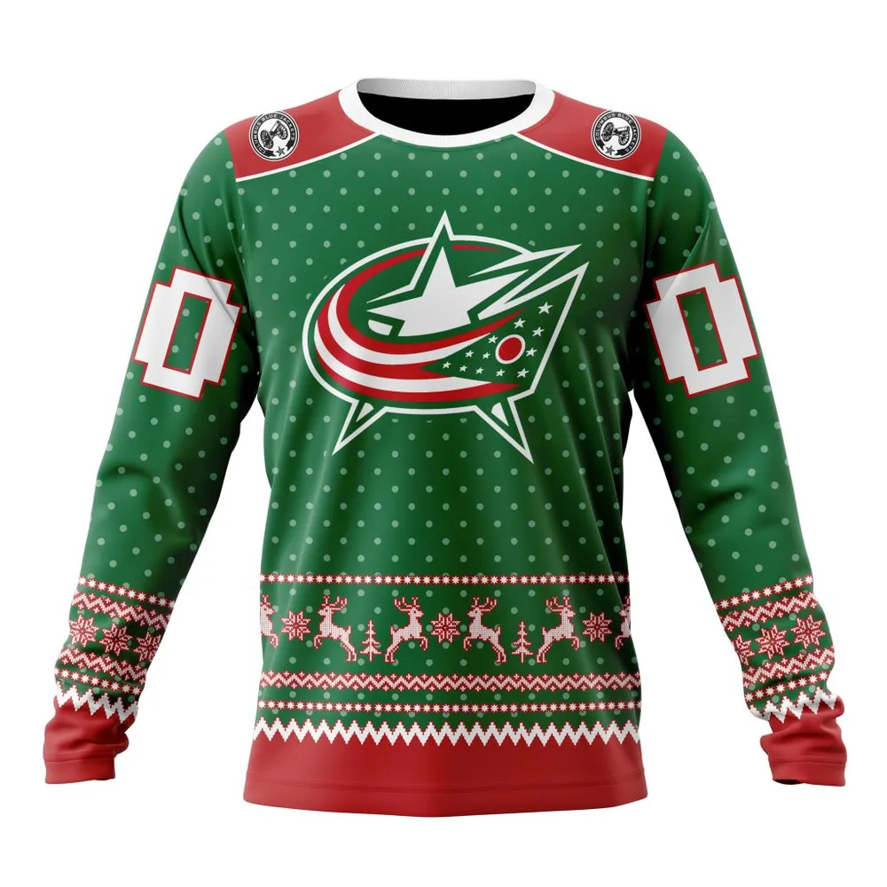 NHL Columbus Blue Jackets Special Christmas Apparel St2201 Long Sleeved Sweatshirt 