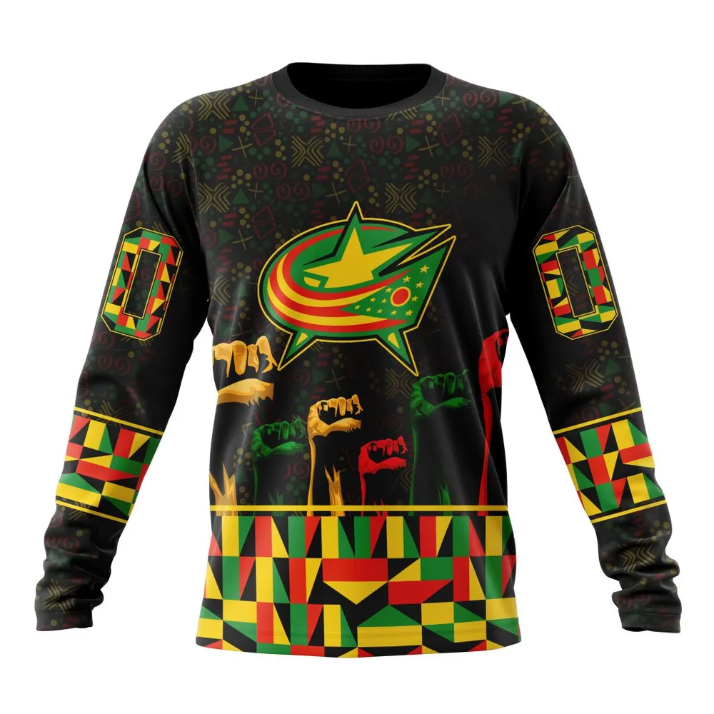 NHL Columbus Blue Jackets Special Design Celebrate Black History Month St2201 Long Sleeved Sweatshirt 