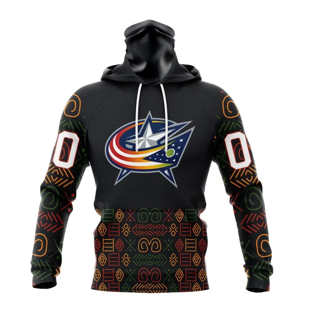 NHL Columbus Blue Jackets Special Design For Black History Month St2401 Mask Hoodie