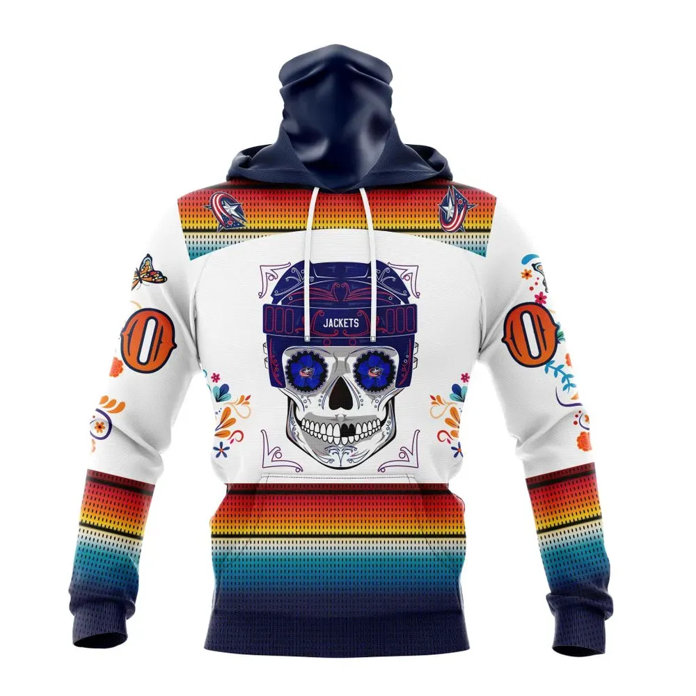 NHL Columbus Blue Jackets Special Design For Dia De Los Muertos St2301 Mask Hoodie