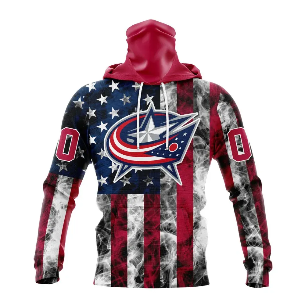 NHL Columbus Blue Jackets Special Design For Independence Day The Fourth Of July St2401 Mask Hoodie