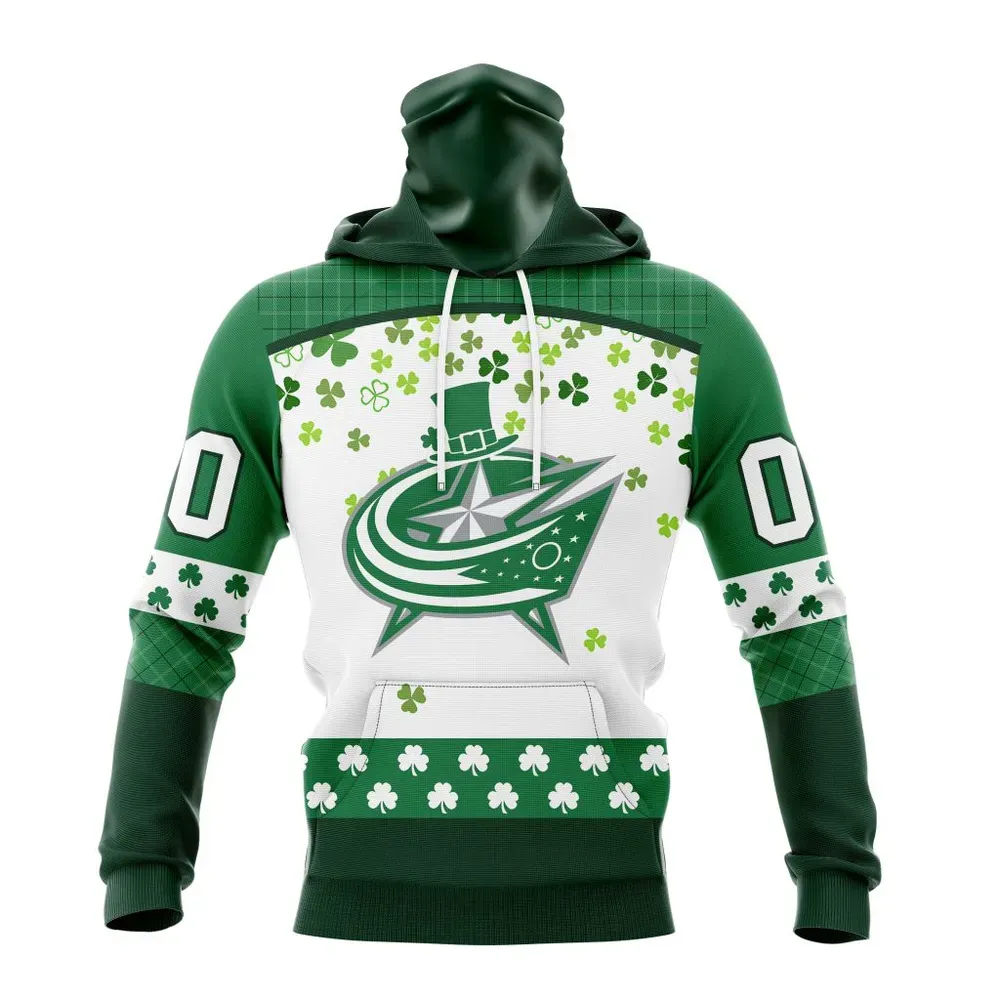 NHL Columbus Blue Jackets Special Design For St. Patrick Day St2401 Mask Hoodie