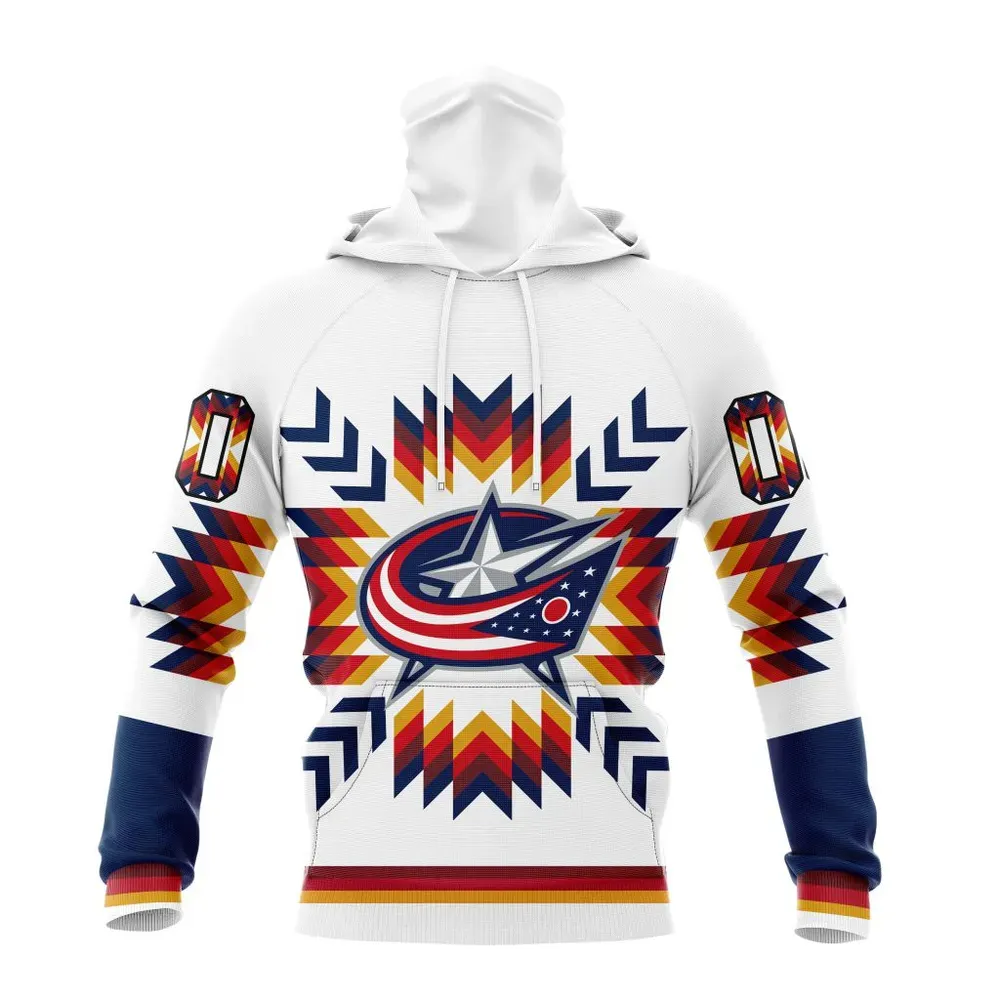 NHL Columbus Blue Jackets Special Design With Native Pattern St2302 Mask Hoodie