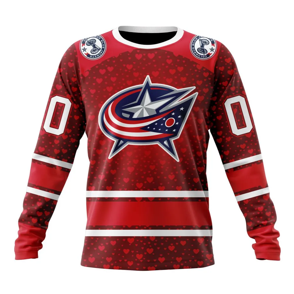 NHL Columbus Blue Jackets Special Gift For Valentines Day St2401 Long Sleeved Sweatshirt 