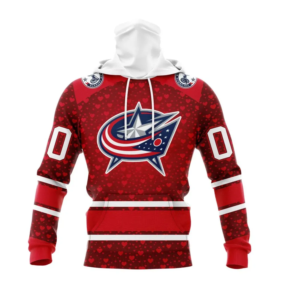 NHL Columbus Blue Jackets Special Gift For Valentines Day St2401 Mask Hoodie