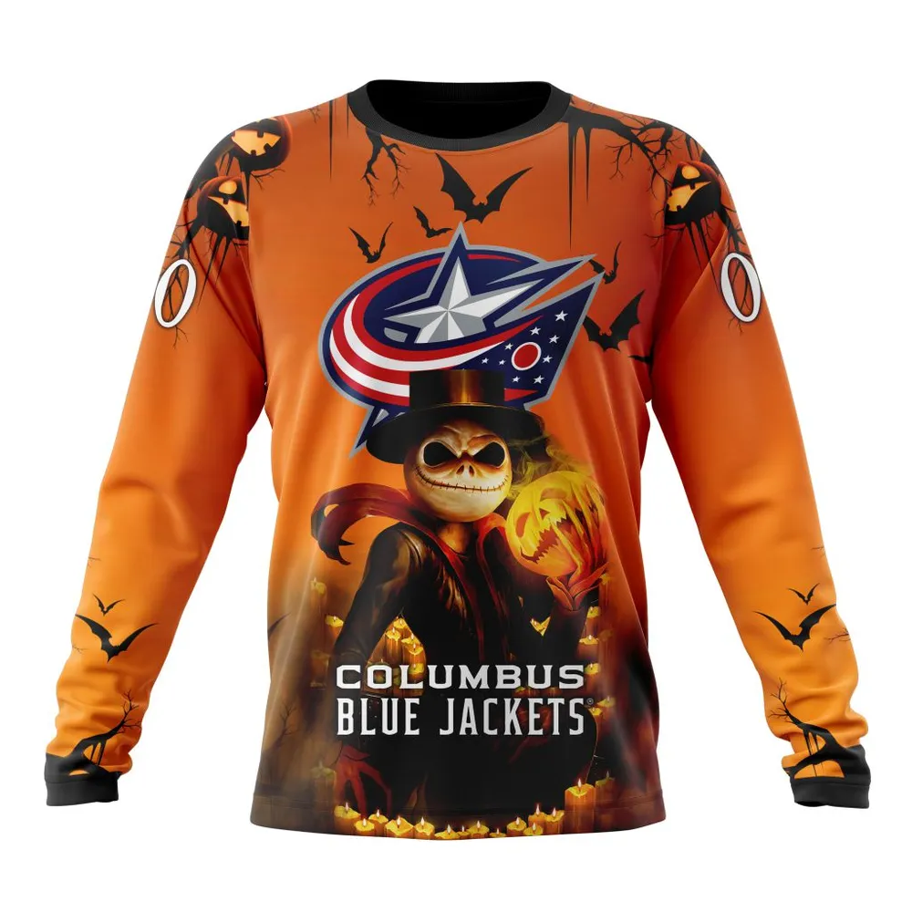 NHL Columbus Blue Jackets Special Halloween Concepts St2201 Long Sleeved Sweatshirt 