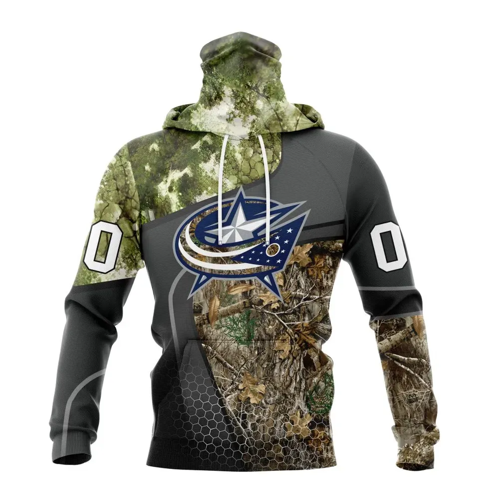 NHL Columbus Blue Jackets Special Hunting Camo Design St2302 Mask Hoodie