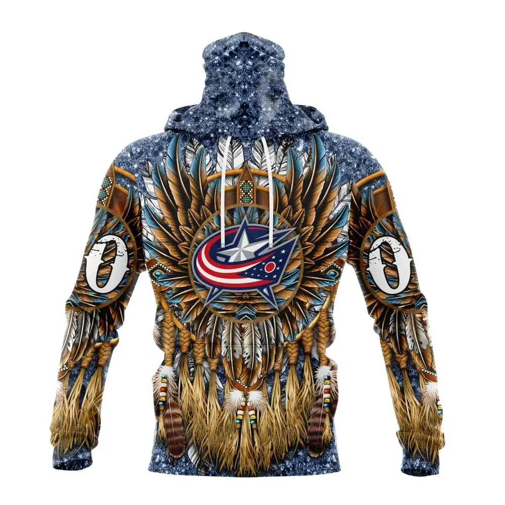 NHL Columbus Blue Jackets Special Native Costume Design St2201 Mask Hoodie