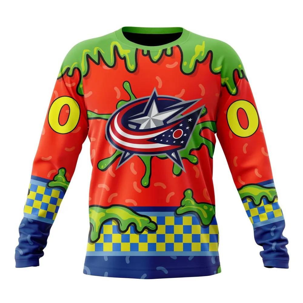 NHL Columbus Blue Jackets Special Nickelodeon Design St2301 Long Sleeved Sweatshirt 