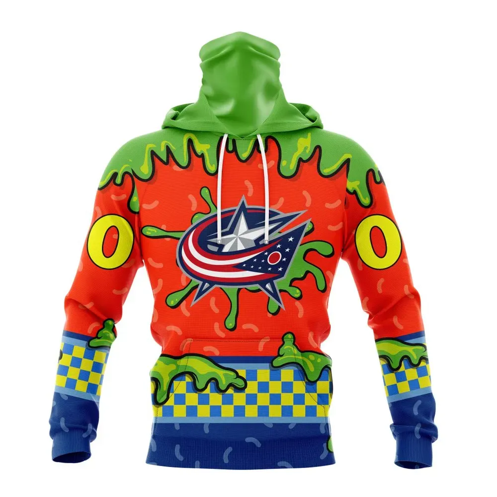 NHL Columbus Blue Jackets Special Nickelodeon Design St2301 Mask Hoodie