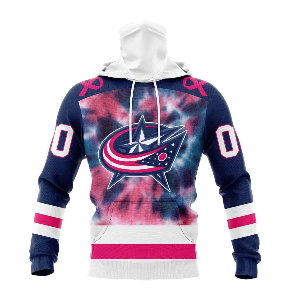 NHL Columbus Blue Jackets Special Pink October Fight Breast Cancer St2303 Mask Hoodie