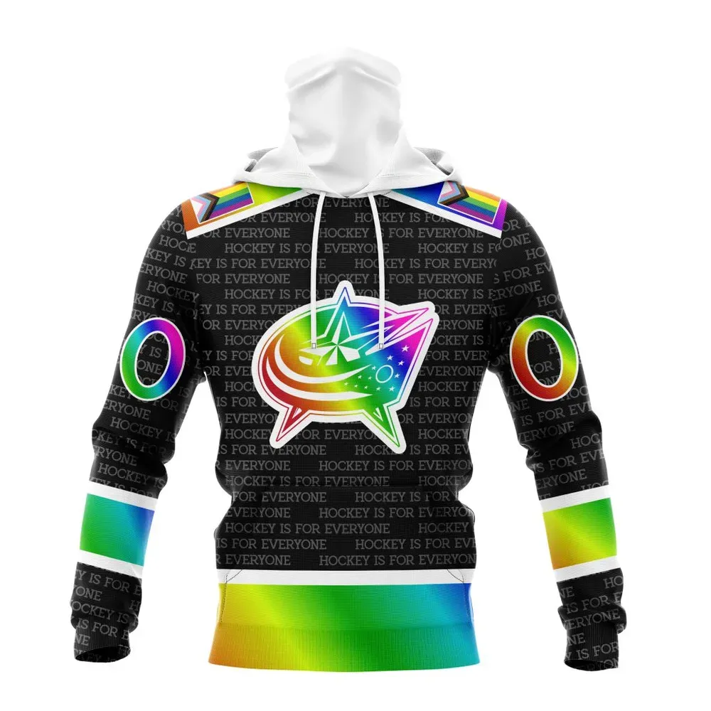 NHL Columbus Blue Jackets Special Pride Design Hockey Is For Everyone Mask Hoodie