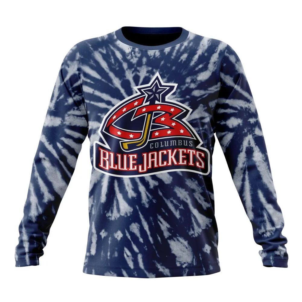 NHL Columbus Blue Jackets Special Retro Vintage Tie Dye St2201 Long Sleeved Sweatshirt 