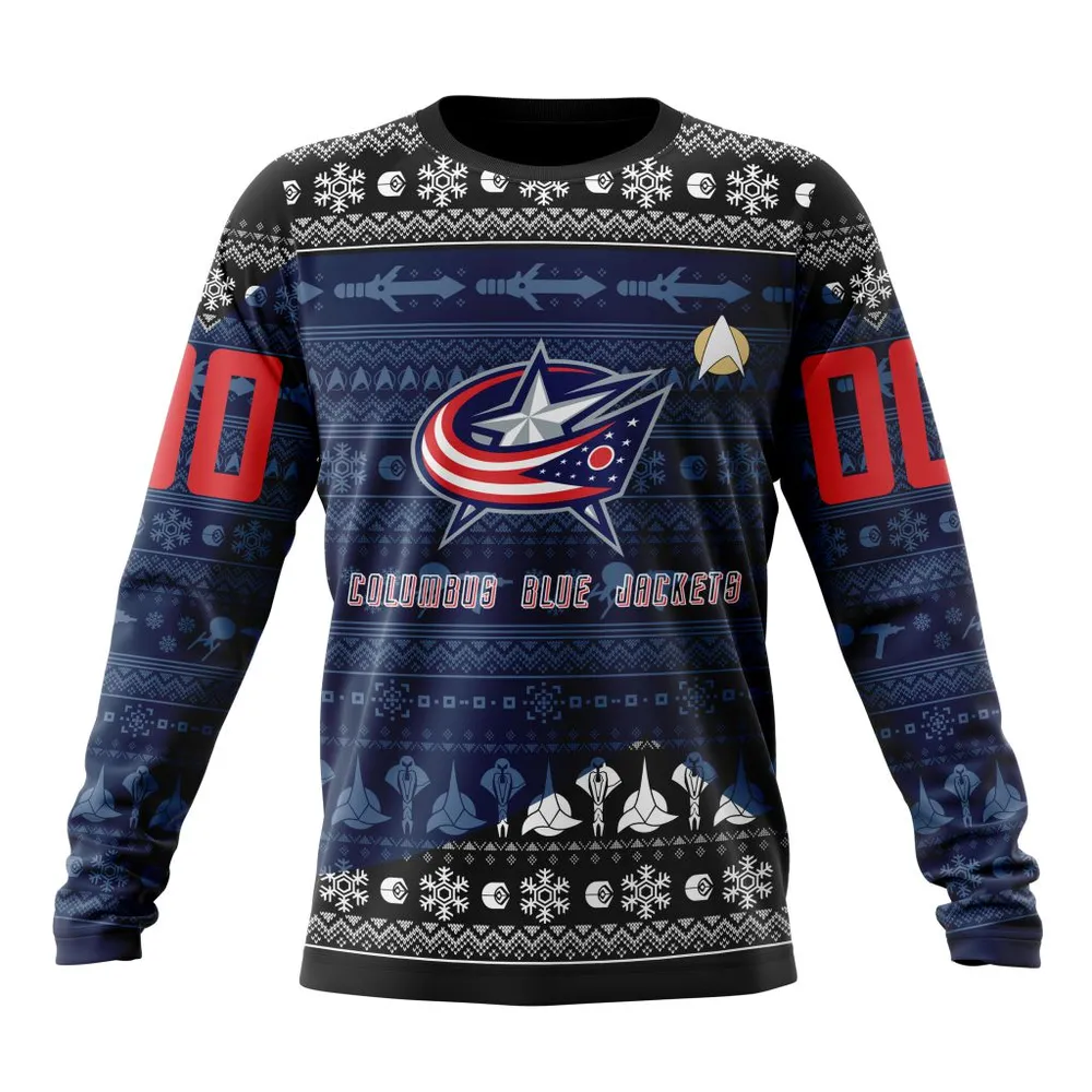 NHL Columbus Blue Jackets Special Star Trek Design St2201 Long Sleeved Sweatshirt 