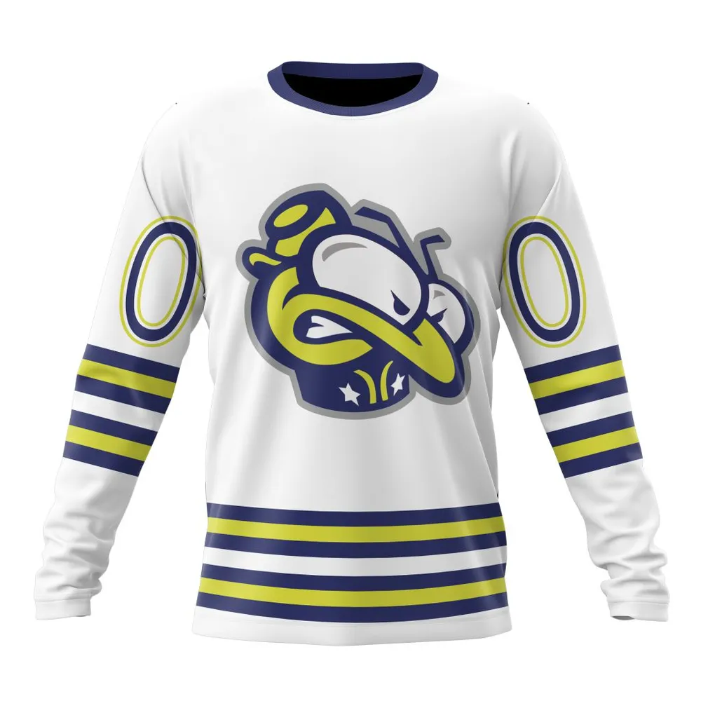 NHL Columbus Blue Jackets Special Whiteout Design St2401 Long Sleeved Sweatshirt 