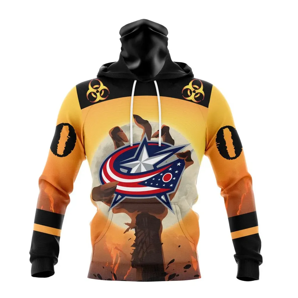 NHL Columbus Blue Jackets Special Zombie Design For Halloween St2305 Mask Hoodie