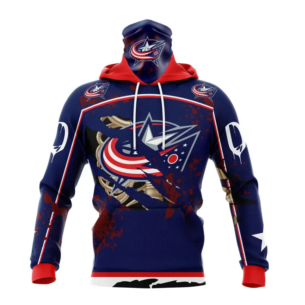 NHL Columbus Blue Jackets | Specialized Design Jersey With Your Ribs For Halloween Mask Hoodie