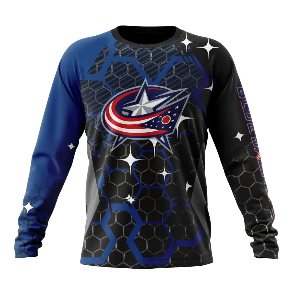 NHL Columbus Blue Jackets | Specialized Design With Motocross Syle V0222 Long Sleeved Sweatshirt 