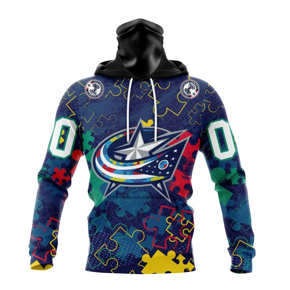 NHL Columbus Blue Jackets | Specialized Fearless Aganst Autism Mask Hoodie