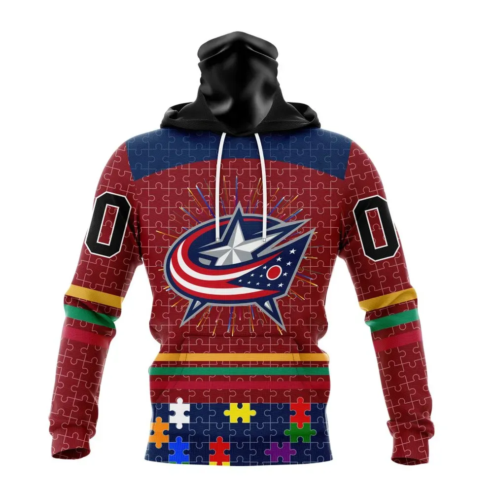 NHL Columbus Blue Jackets | Specialized Fearless Aganst Autism V0122 Mask Hoodie