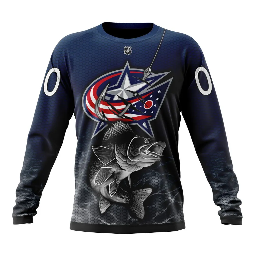 NHL Columbus Blue Jackets | Specialized Fishing Style St2201 Long Sleeved Sweatshirt 