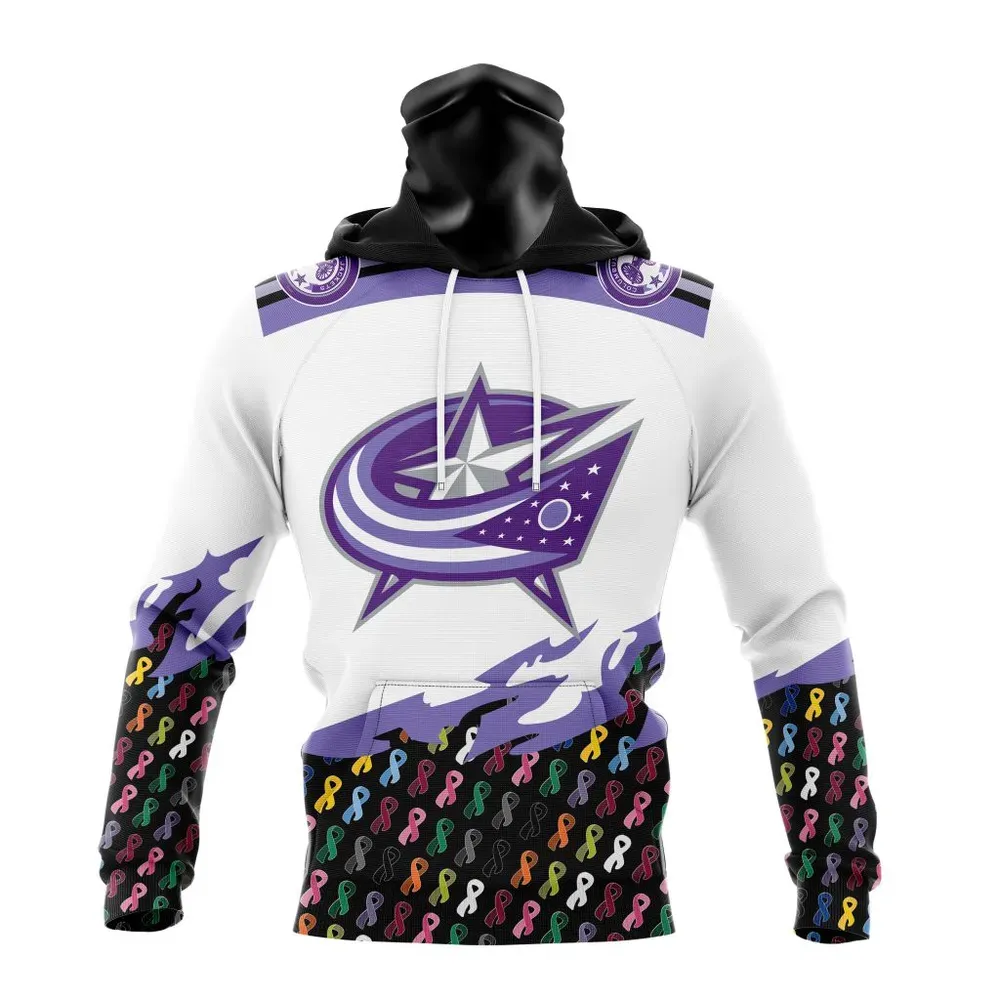 NHL Columbus Blue Jackets | Specialized Kits In October We Stand Together We Can Beat Cancer Mask Hoodie