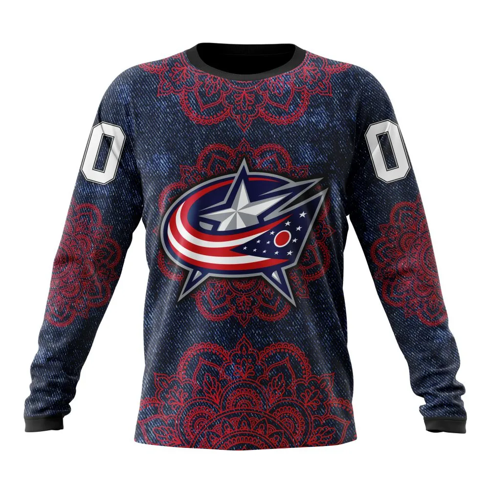 NHL Columbus Blue Jackets | Specialized Mandala Style St2201 Long Sleeved Sweatshirt 