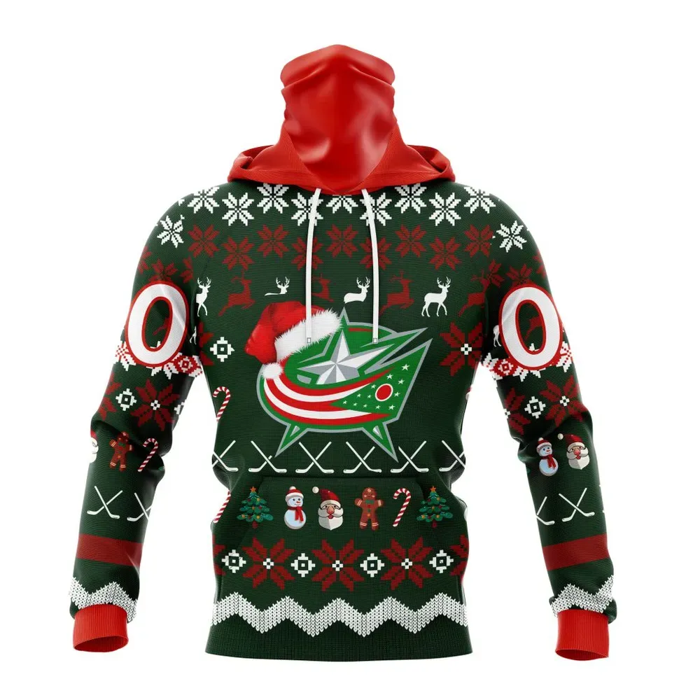 NHL Columbus Blue Jackets | Specialized Unisex Christmas Is Coming Mask Hoodie