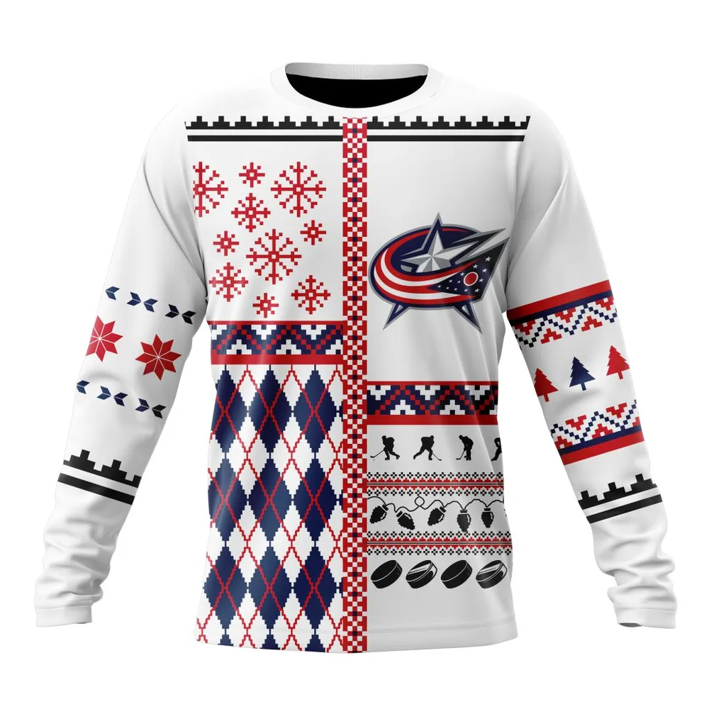 NHL Columbus Blue Jackets | Specialized Unisex Christmas Is Coming V01 Long Sleeved Sweatshirt 