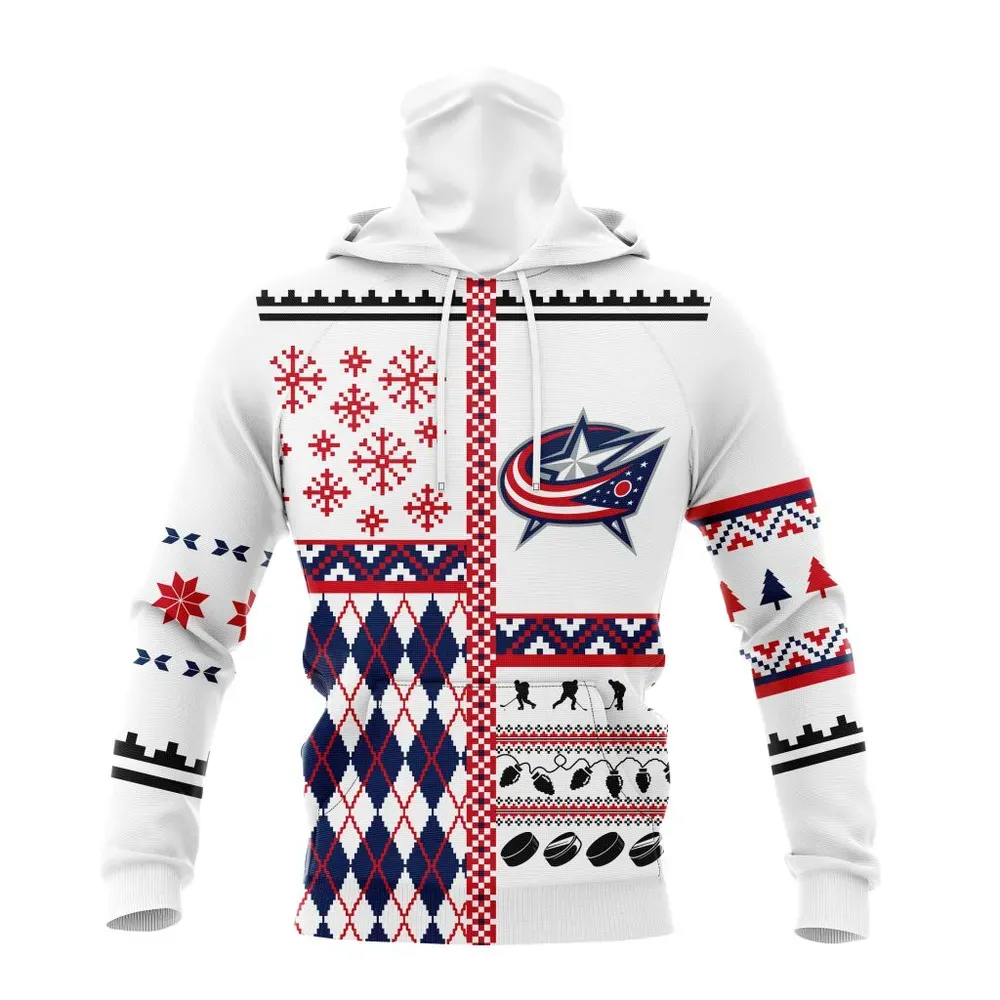 NHL Columbus Blue Jackets | Specialized Unisex Christmas Is Coming V01 Mask Hoodie