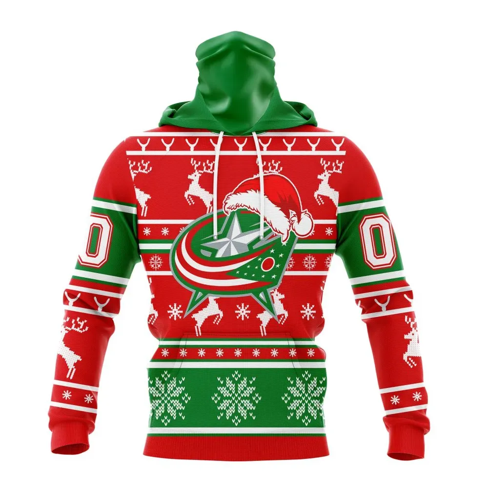 NHL Columbus Blue Jackets | Specialized Unisex Christmas Is Coming V02 Mask Hoodie