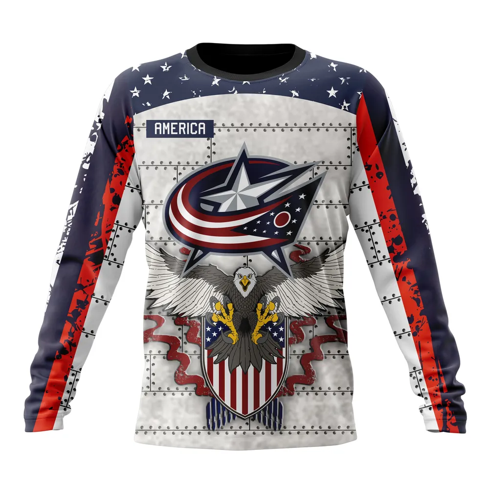 NHL Columbus Blue Jackets | Specialized Unisex In Us Concepts V0222 Long Sleeved Sweatshirt 