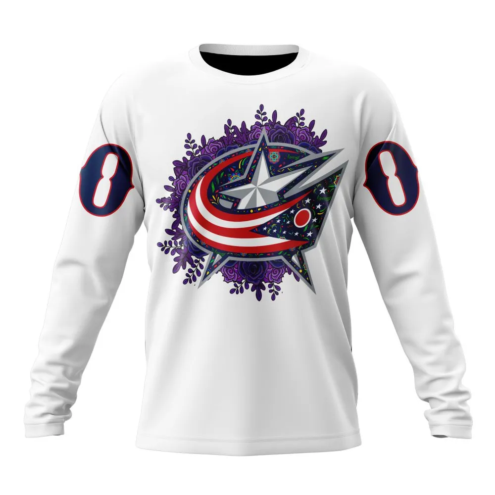 NHL Columbus Blue Jackets | Specialized Unisex Kits Dia De Muertos Long Sleeved Sweatshirt 