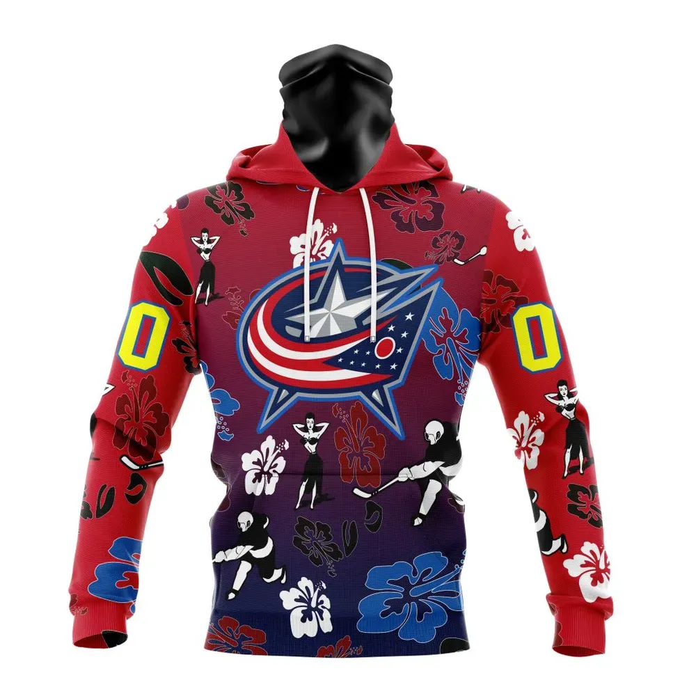 NHL Columbus Blue Jackets X Hawaii Specialized Design For Hawaiia V0122 Mask Hoodie