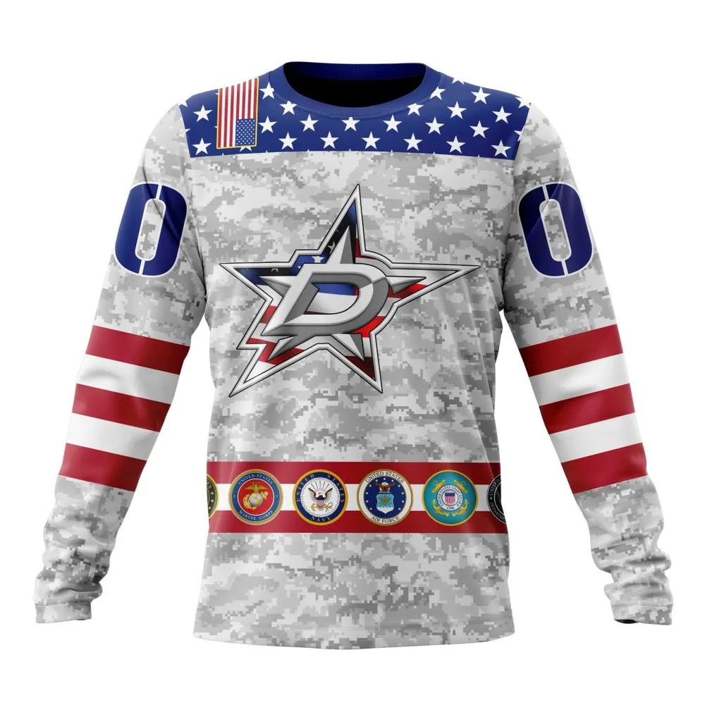 NHL Dallas Stars Armed Forces Appreciation St2201 Long Sleeved Sweatshirt 