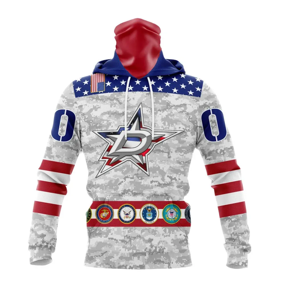 NHL Dallas Stars Armed Forces Appreciation St2201 Mask Hoodie